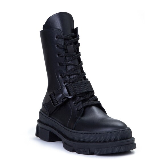 Makris Women's Black Zip Up Combat Boots Sz US 6.5 EU 37